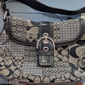 Coach Black and Gray Patterned Shoulder Bag